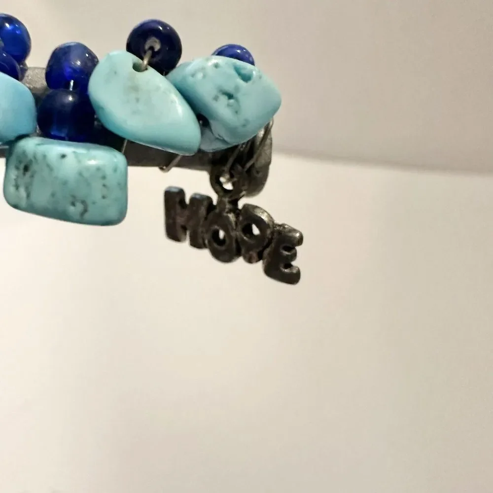 Turquoise Beads Cross Wall Hanging Silver Nails Wire Measures 5